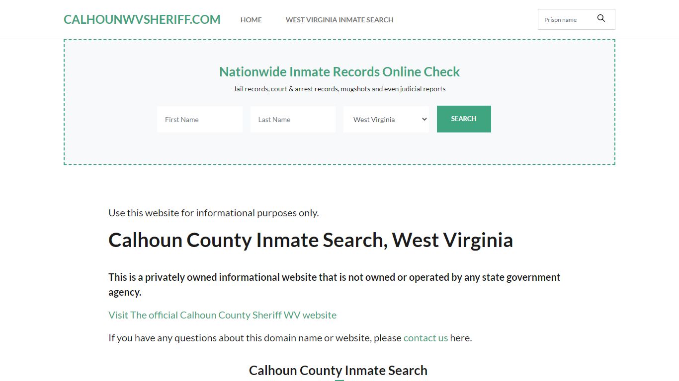 Calhoun County WV Jail Inmate Search, Sheriff's Department